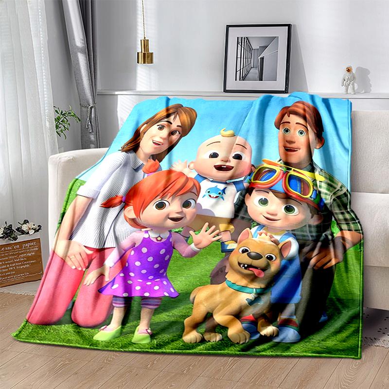 Cocomelon Flannel Blanket Soft Warm All-Season Throw, Design for Camping, Car Travel, Hiking Sofa, Bed, Office Perfect Gift for Parties
