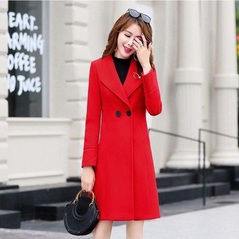 New Spring and Autumn Woolen Coat Female Long Large Size Thick Women Woolen Jacket Slim Lady Clothing Women's Coats
