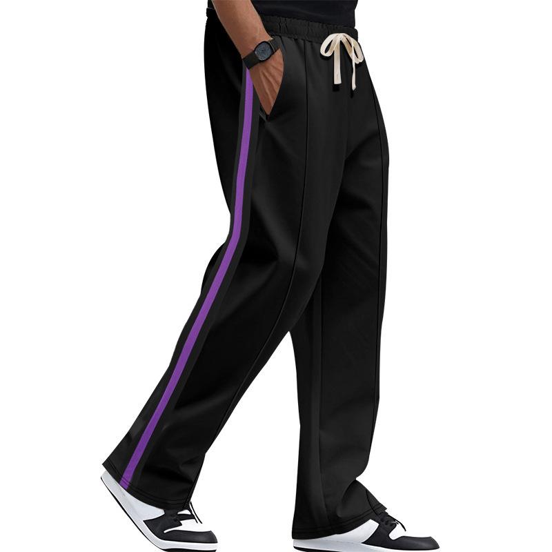 Summer new men's colour blocking casual trousers large size trousers Slim breathable trousers fashionable