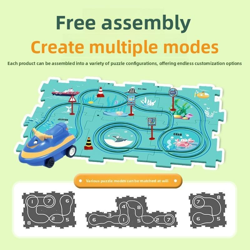 Childrens Diy Puzzle Track Car Set Toy For Creative Play Gift