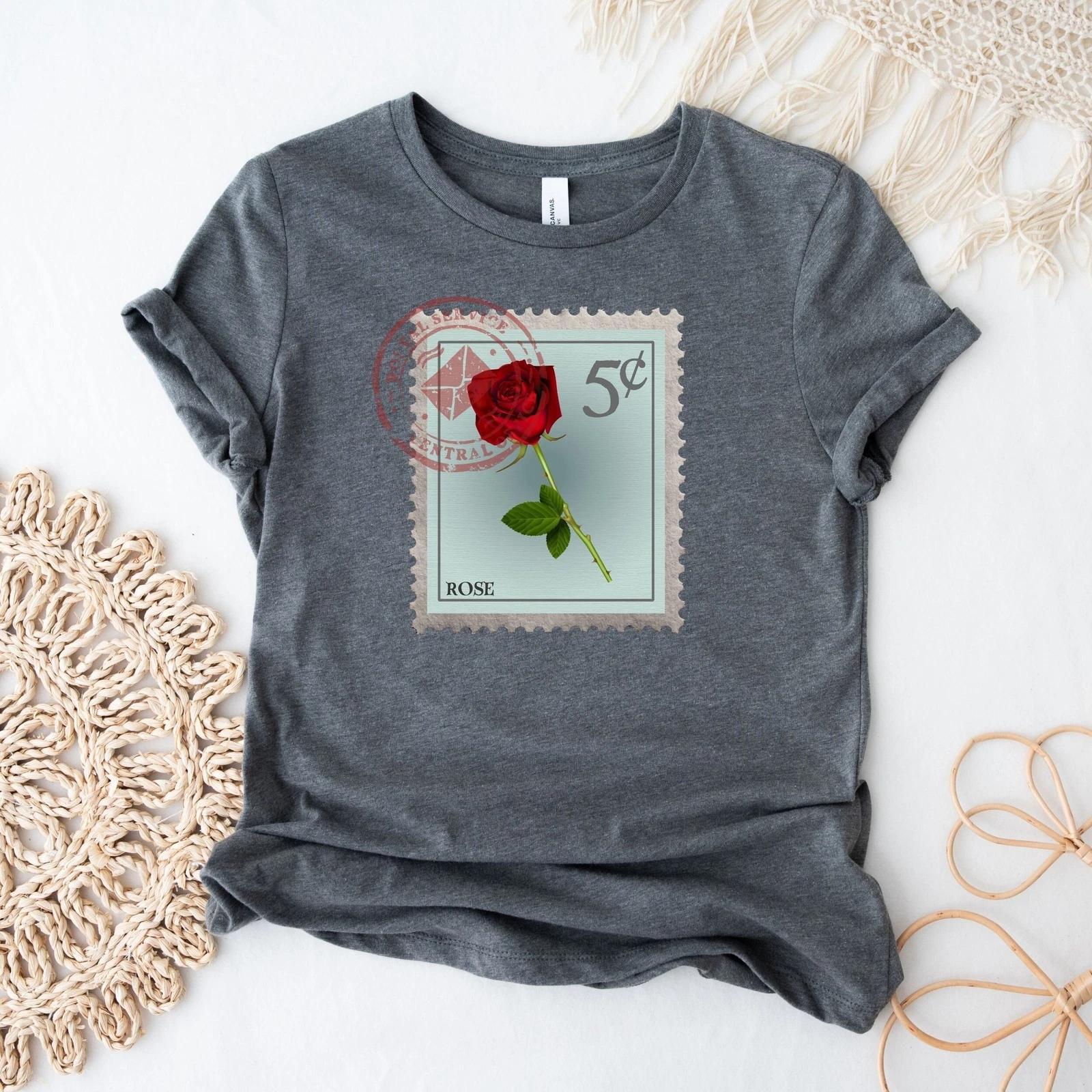 Rose Flower Postage Stamp Shirt XL