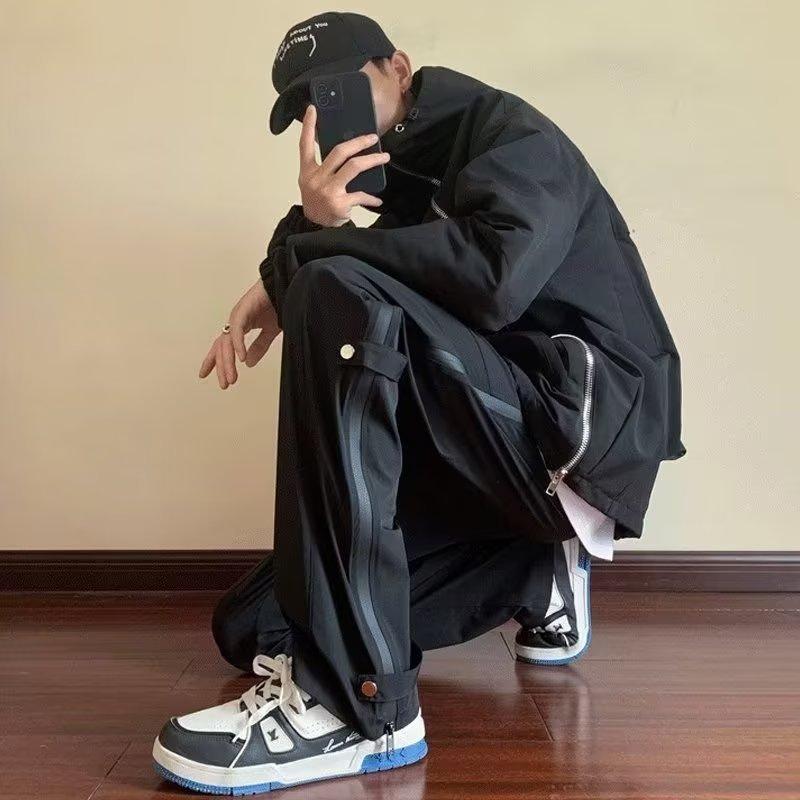 Functional charging pants men's spring and summer new thickened hiking pants American tooling sports high street straight casual pants