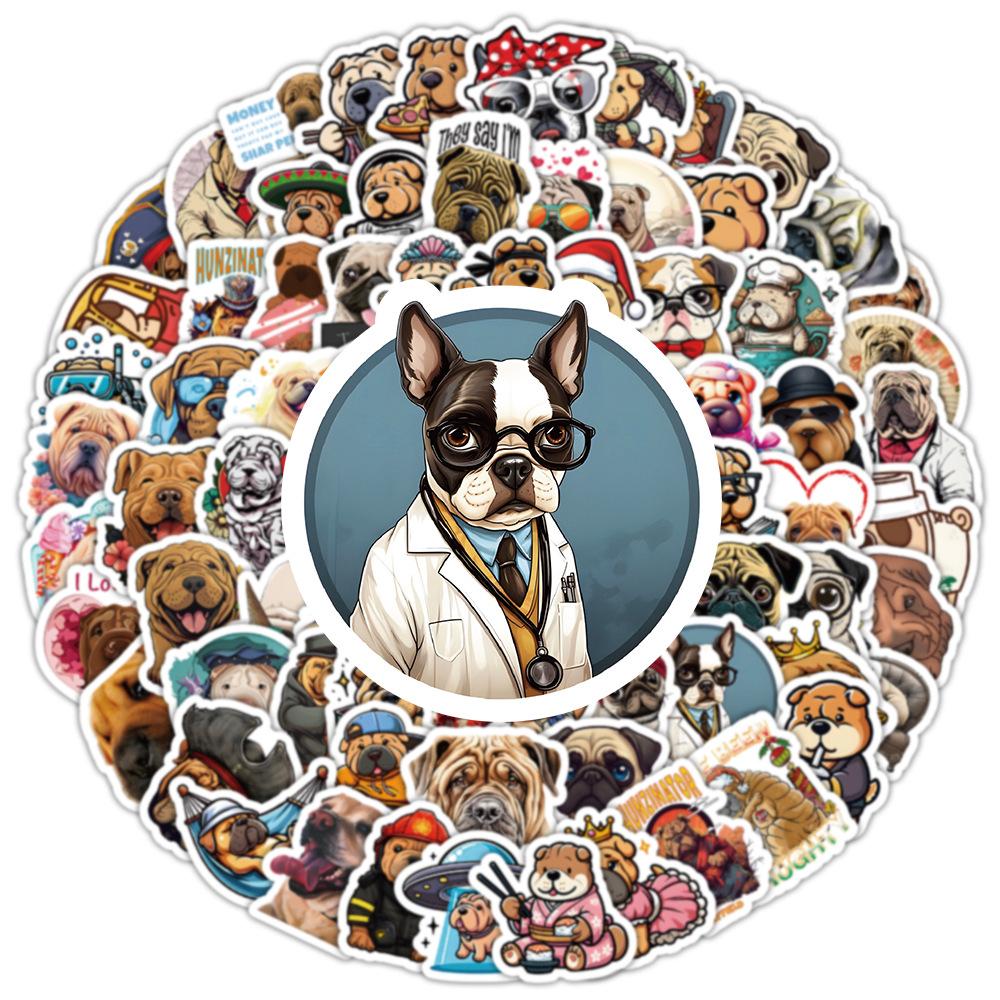 100Pcs/Set Pug Mini Pets Dogs Stickers DIY Fashion Decals Stickers
