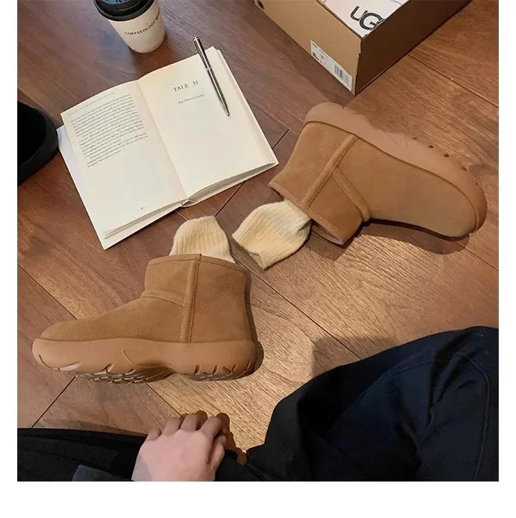 

Модные зимние ботинки Женские короткие ботинки на толстой подошве Хлопковая обувь Нескользящие Зима Новые Студенческие Женские Ботинки 2024 Черные Ботинки Кроссовки на платформе 35 каштановый