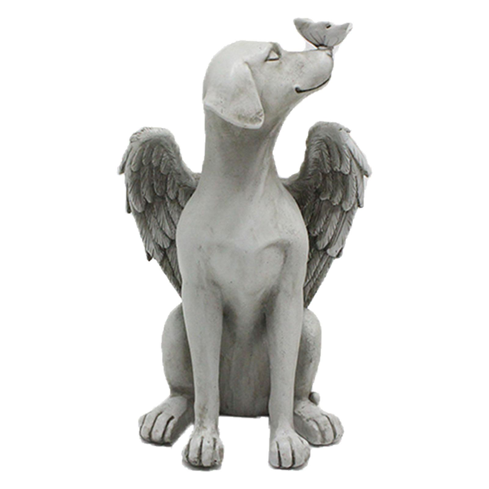 

Angel Dog Memorial Statue Hand Carving Vivid Exquisite Synthetic Resin Pet Memorial Stones for Outdoor Garden
