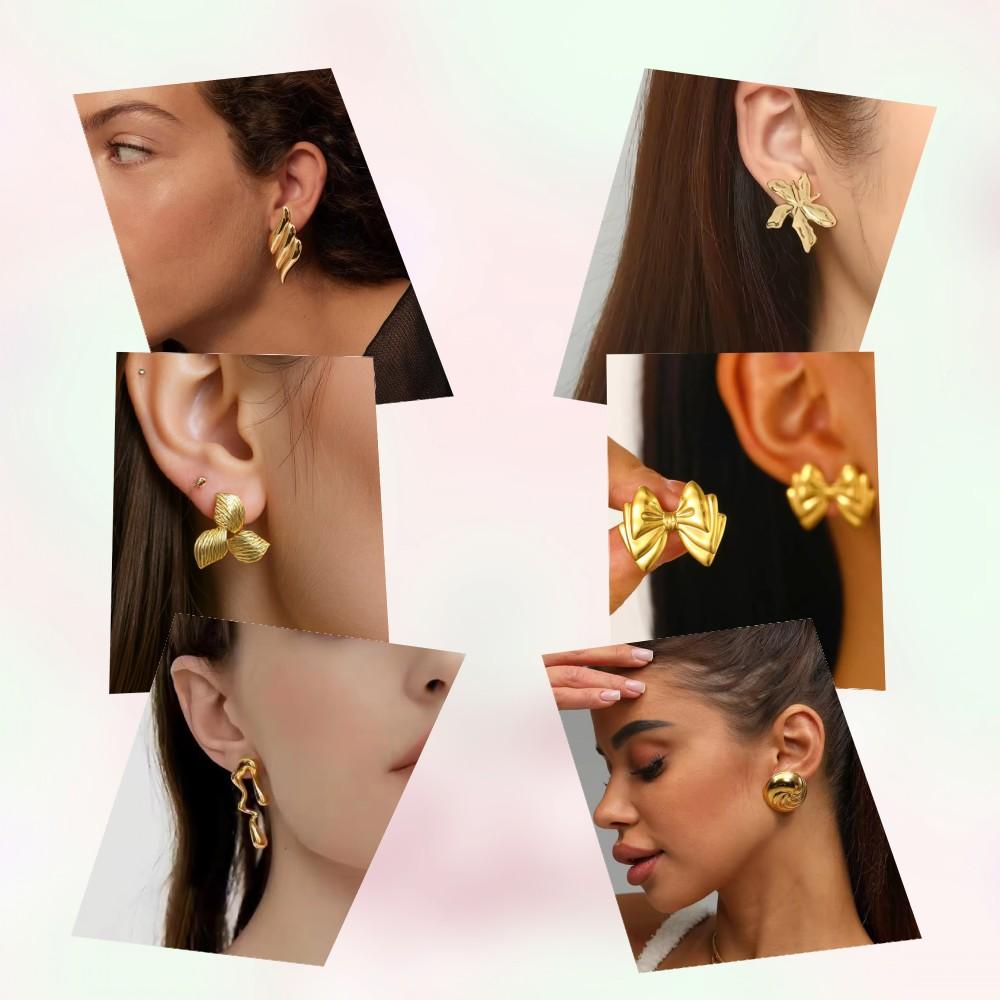 Classic Multi-Style Vintage Earring Water Drop, Leaves,Stud Earrings for Women Irregular  Geometric Woven Twisted Design Jewelry