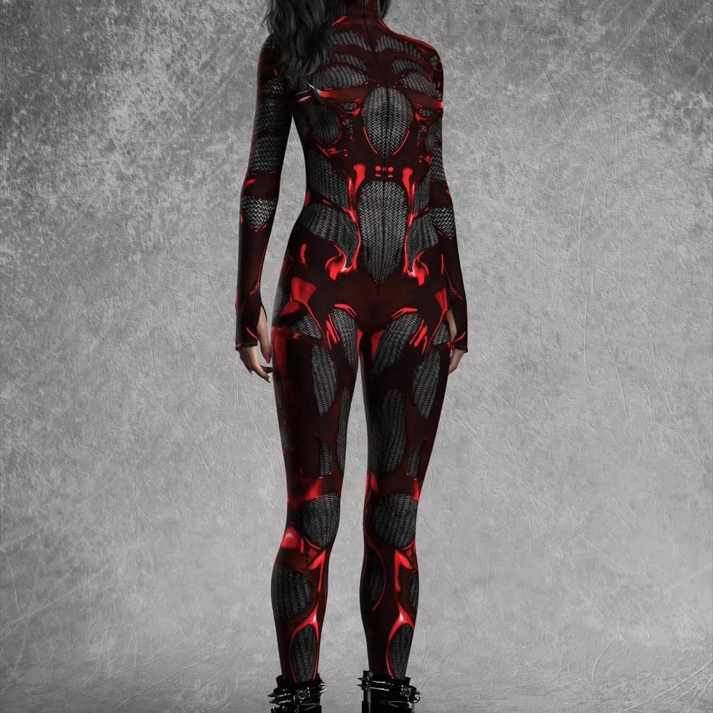 Unisex Cyber Punk 3D Digitaltryck Halloweenfest Rollspelsdräkt Kvinnor Män Cosplay Kostym Karnevals Jumpsuit