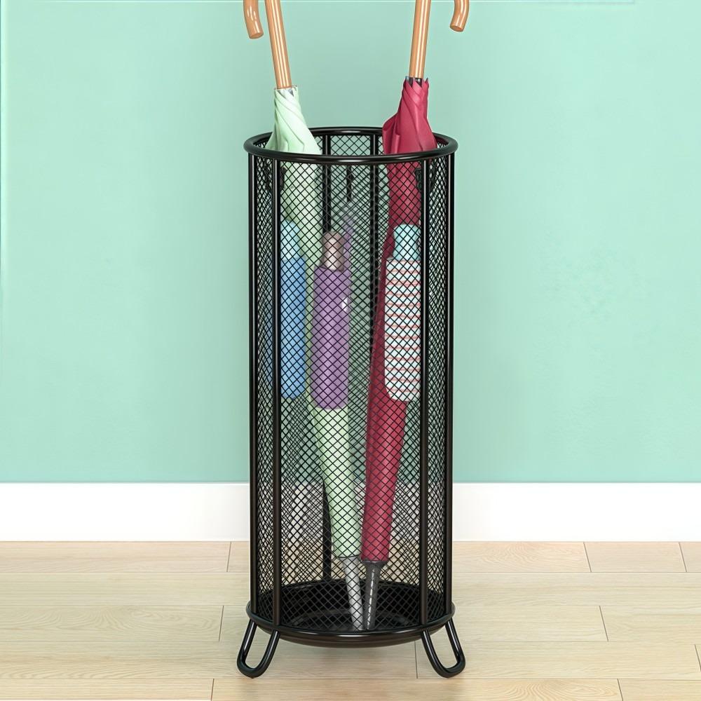 Practical Metal Umbrella Holder Drainage Design Stand Type Umbrella Barrel Durable Cylindrical Storage Rack Home Entrance