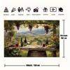 Tuscan Vineyard Wine Tapestry, Countryside Background Cloth, Kitchen Decor