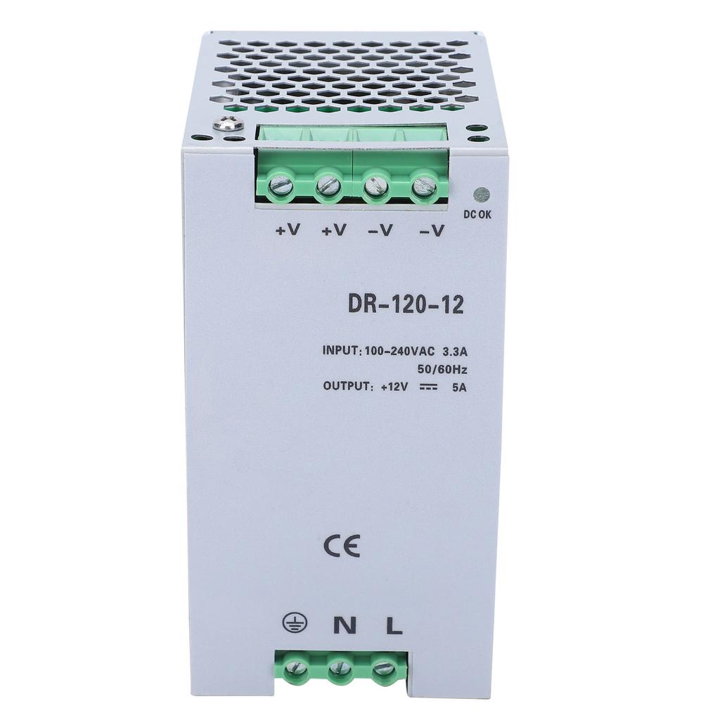 BERM DinRail Switching Power Supply 12V5A 120W Adapter DR12012 Input Voltage 100240VAC