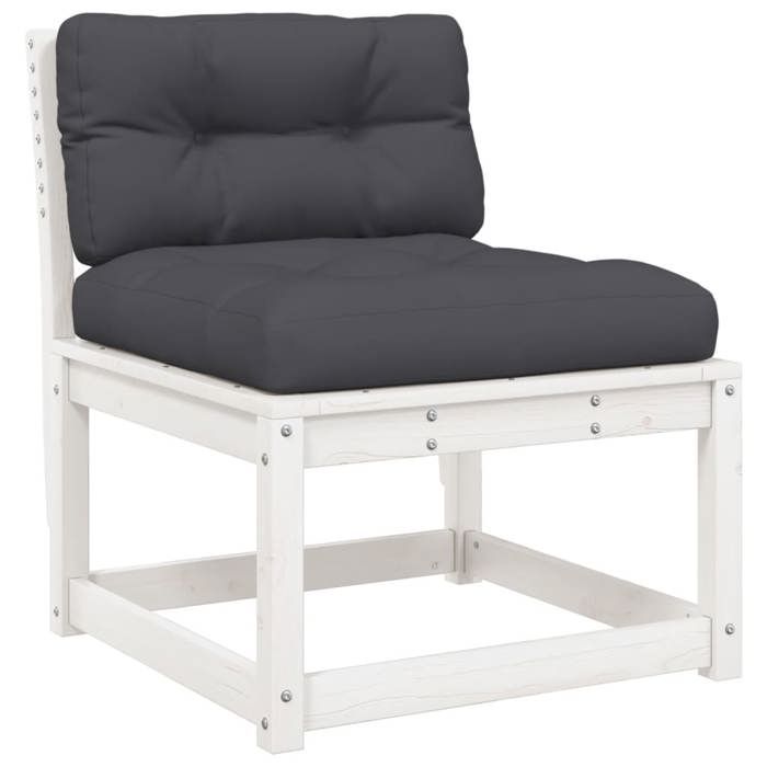 VidaXL Salon de Jardin avec Coussins 5 pcs, Canapés de Patio, Ensemble de Meubles, Mobilier de Terrasse Extérieur, Blanc 3216981