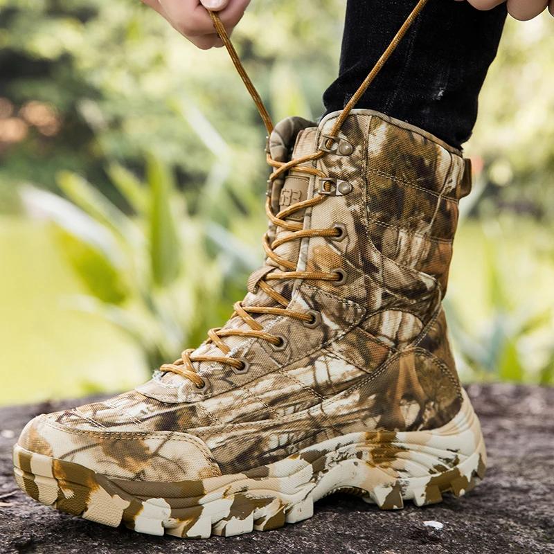 Fashion Outdoor Training Men Tactical Boots High-Top Desert Shoes Camouflage Combat Hiking Boots Camoufcage Boots