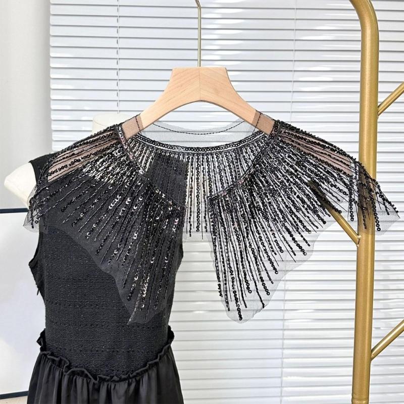 Eye-Catching Sequins Collar Appliques for Clothes Dress Sewing Patches DIY Lapel Wedding Dress Decors Accessories