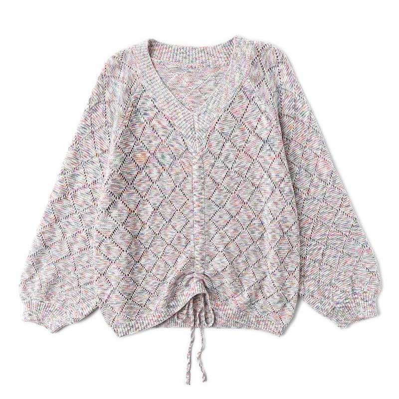 Dámská košile s výstřihem do V Krajka Pletený top Jarní a podzimní svetr svrchní oblečení Univerzální svetr