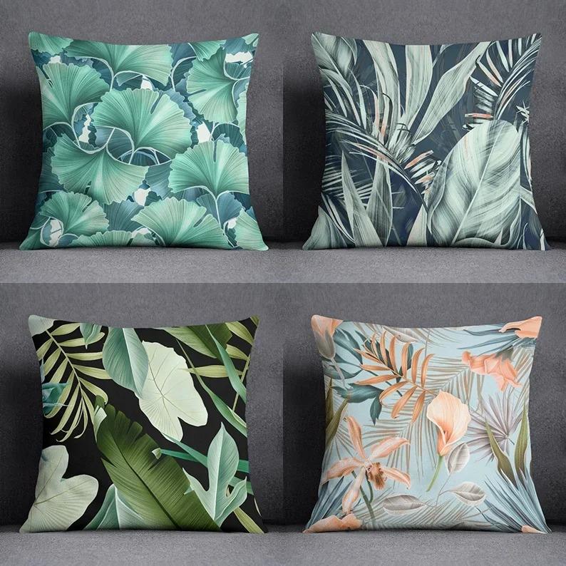 Tropical Flower Series Throw Pillow Decorative Pillow Bedroom Sofa Car Cushion Cover Pillowcase