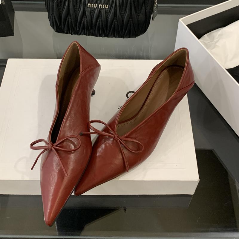 Fashion SUOJIALUN 2025 Autumn Women Pumps Shoes Fashion Pointed Toe Shallow Slip On Single Shoes Thin Low Heel Outdoor Dress Pumps