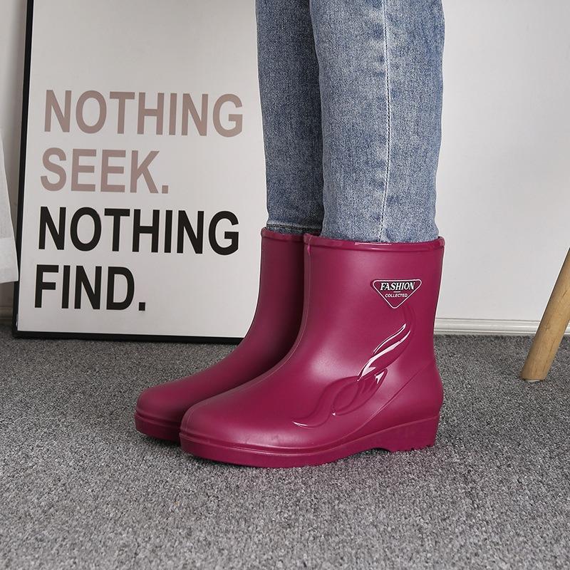 Short and medium tube waterproof rain shoes women's new adult warm and non-slip middle and old rain boots car wash kitchen rubber shoes water boots