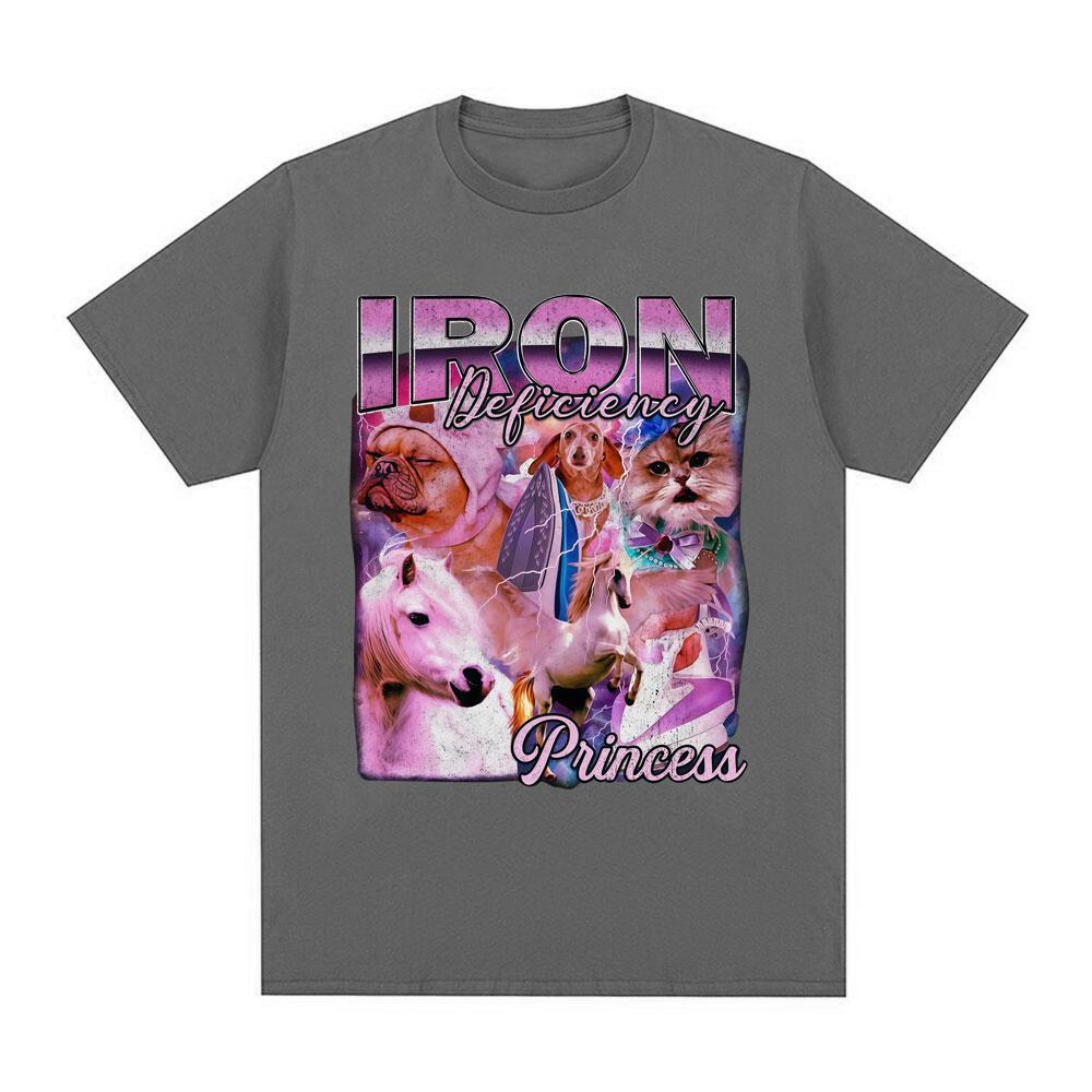 

Iron Deficiency Princess Fun Dog and Cat Fan Tshirt 2026 Summer New Mens Womens Casual Cotton Fashion Oversized Short Sleeved 4XL