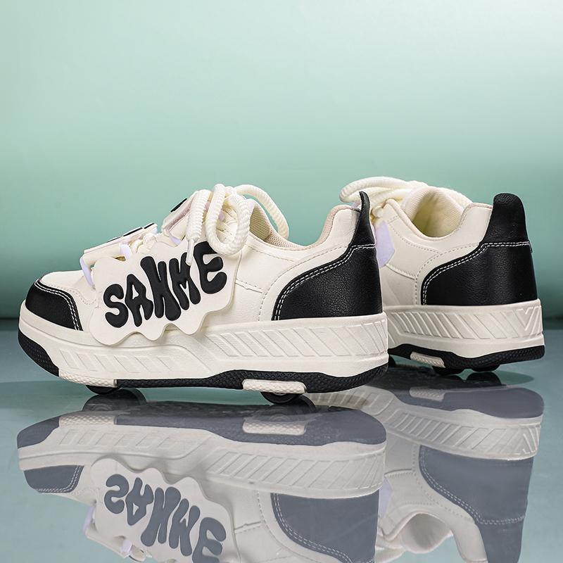 Boy/girls Sneakers with Wheels Four -wheel Sports Boots Wheel Skate Can Remove Student Skate Shoes