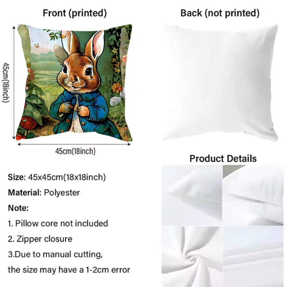 Character Cute-Peter Rabbit-Smart Pillow Case Anti-Dustmite Pillowcase Invisible Zipper Silky Short Plush Sofa Cushion Cover