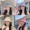Plaid Bucket Hat With Sun Protection For Summer Outdoor Casual Women
