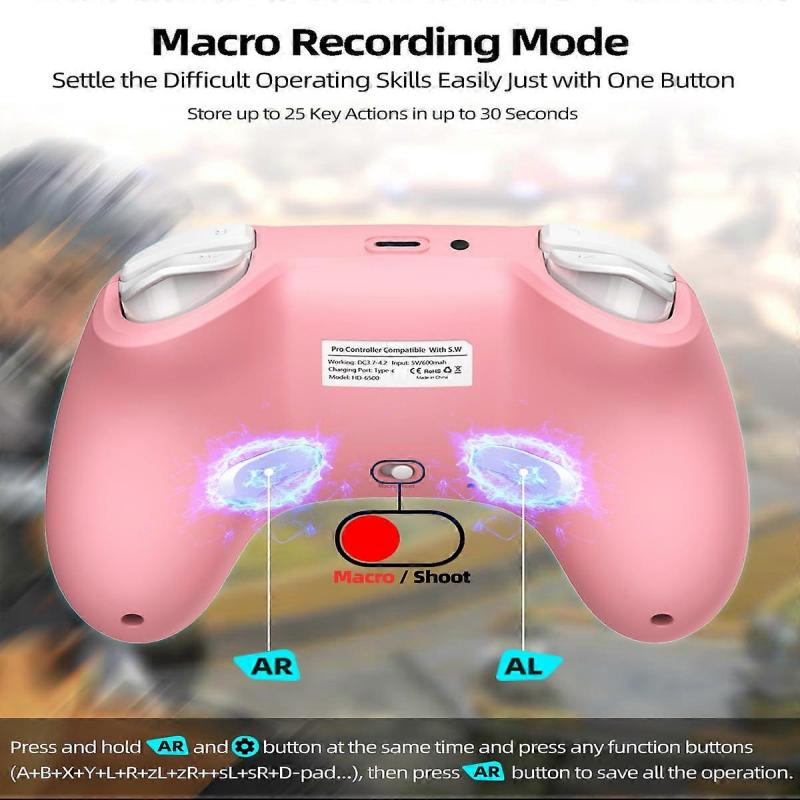 Bluetooth Controller for Switch/PC/iPhone/Android/Apple Arcade MFi Games/TV/Steam, Pro Wireless Game Controller(Pink)