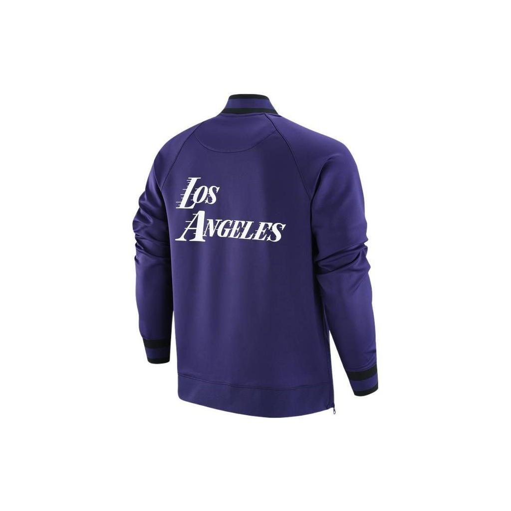 Nike Los Angeles Lakers Casual Sports Raglan Sleeve Zip Jacket Men Jackets Purple DR2201