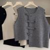 Premium Asymmetrical Vest Women Spring Autumn Designer Niche Chic Sleeveless Waistcoat Cardigan Top