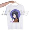 Bunny Girl Senpai Sakurajima Mai Printed T Shirt  Unisex Retro Washed Tops Tees Harajuku Tshirt Streetwear Hip Hop Male T-shirts Shirt