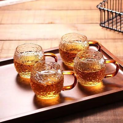 Japon tarzı ısıya dayanıklı 6 parçalı set, yüksek sıcaklığa dayanıklı patlamaya dayanıklı dövülmüş cam çay bardağı, borosilikat bardak, mutfak