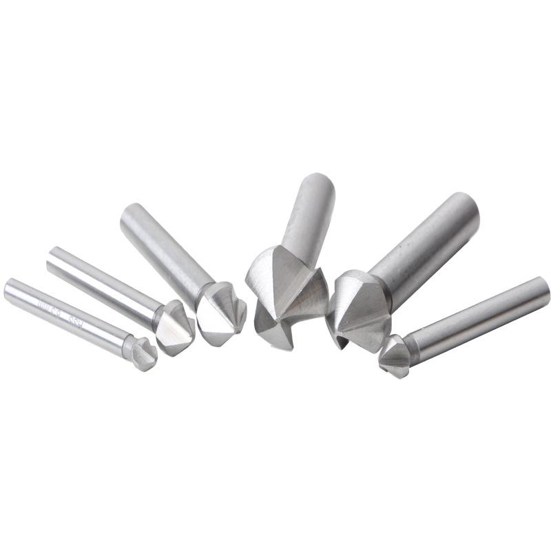 Tri-Edge 90° High-Speed Steel Chamfer Tool Set for Woodworking, Milling, and Countersink Drilling.