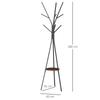 Freestanding Metal Coat Rack Stand 9 Hooks Clothes Tree with 1 Shelf Hat Display Hall Tree Hanger Bag Umbrella Hanging Organiser Brown