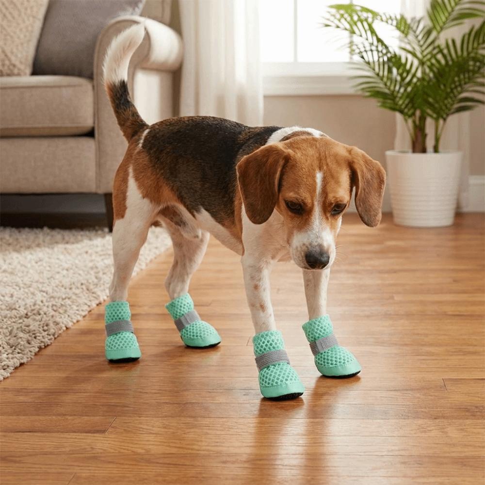 4PCS/SET Anti-Slip Dog Mesh Shoes Wear Resistant Dog Foot Cover Fashion Dog Net Shoes Spring Season
