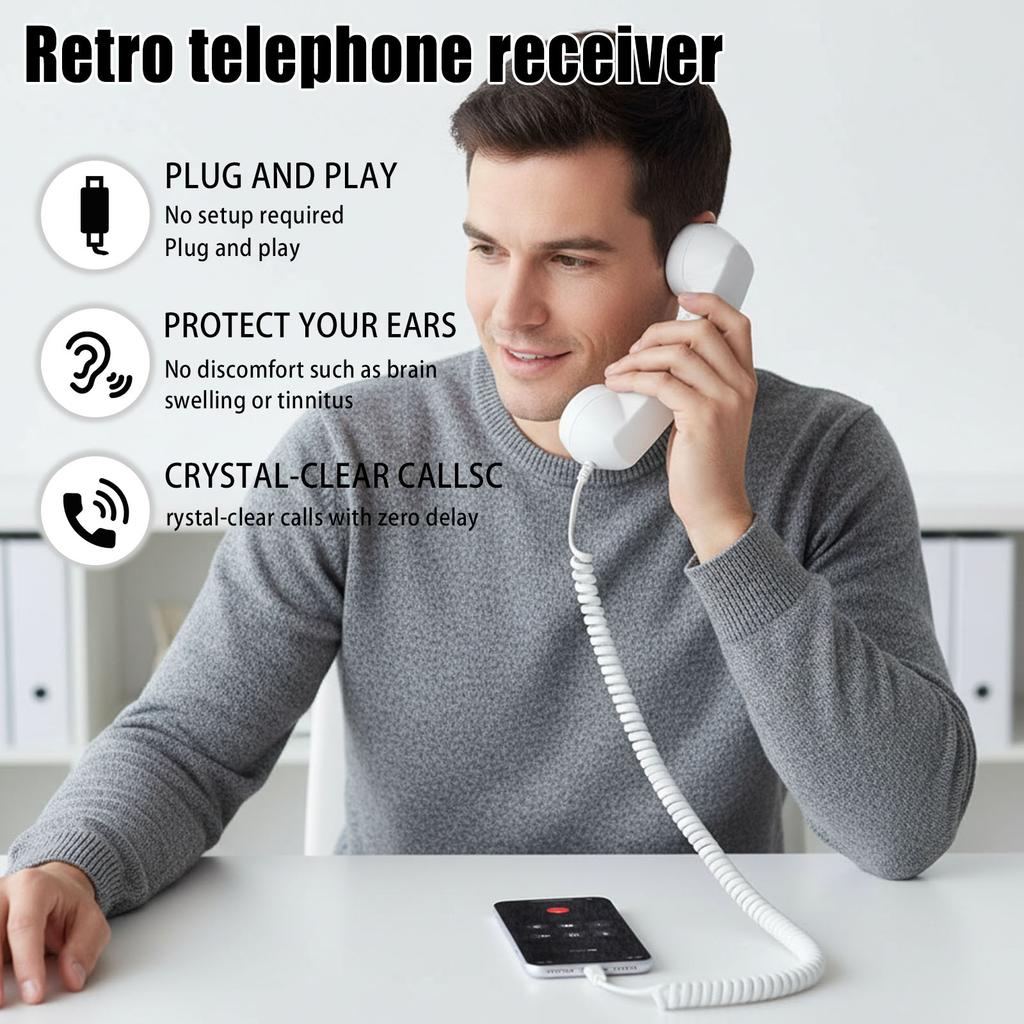 Landline Handle Receiver Ergonomics Creative Telephone Head Set Portable Vintage Phone Headset for Cell Mobile Video Conferences