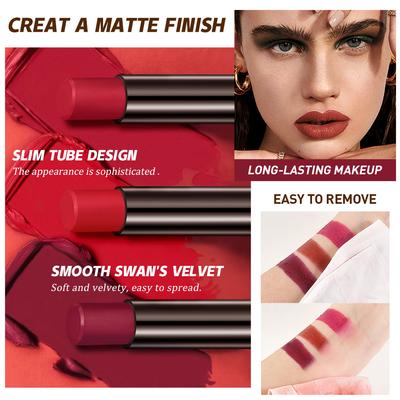Rossetto Vellutato Opaco 12 Colori Non appiccicoso Non si sgretola Facile da colorare Nutriente Lunga Durata Matita Rossetto Trucco Donna