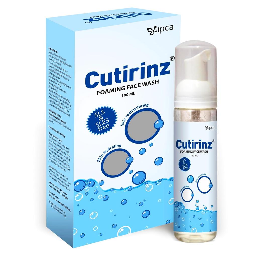 IPCA Cutirinz Foaming Facewash - 100ml Gentle Daily Cleanser for Hydration & Skin Barrier Support, Refreshing Foaming Face Wash for All Skin Types