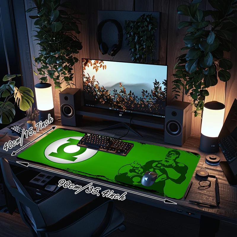 1Pc Green Lantern Power Gaming Mouse Pad Keyboard Desk Mat Non-slip Rubber Lock Edge Waterproof Computer Mousepad for Office Home Decor Y1142