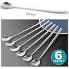 9.5-Inch Long Spoon, Ice Tea Spoons for Ice Cream, Coffee, Cocktail, Stainless Steel Long Spoons for Stirring, Long Handle Spoon, Set of 6