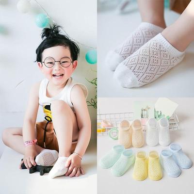 5Pairs/lot Summer Ankle Socks Newborn Soft Baby Socks Toddler Kids Boys Girls Solid Hollow Out Breathable Socks 0-8 Y
