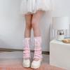 Elegant Ribbed Knit Stretch Leg Warmers Boot Covers Lace Trimmed Ribbon Bowknot Leg Sleeve Knee Length Socks for Women