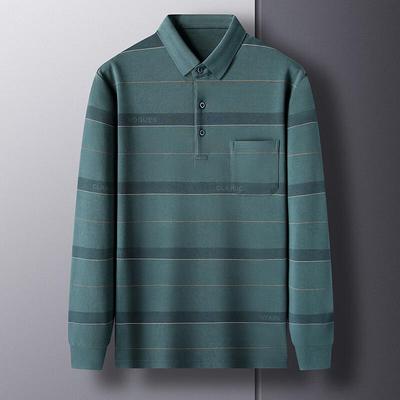 Firstview Men's Casual Striped Long Sleeve Polo Shirt