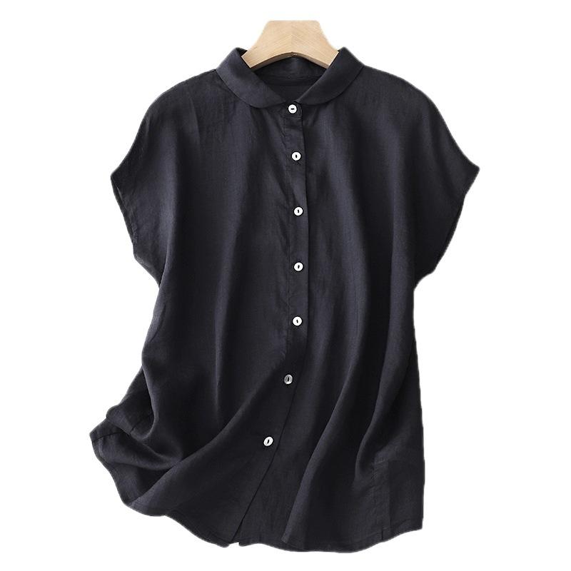 Plus Size Shirts Summer Women‘s Loose Lapel Elegant Short Sleeved Casual Ladies Blouses Button Up Fashion Comfortable Tops