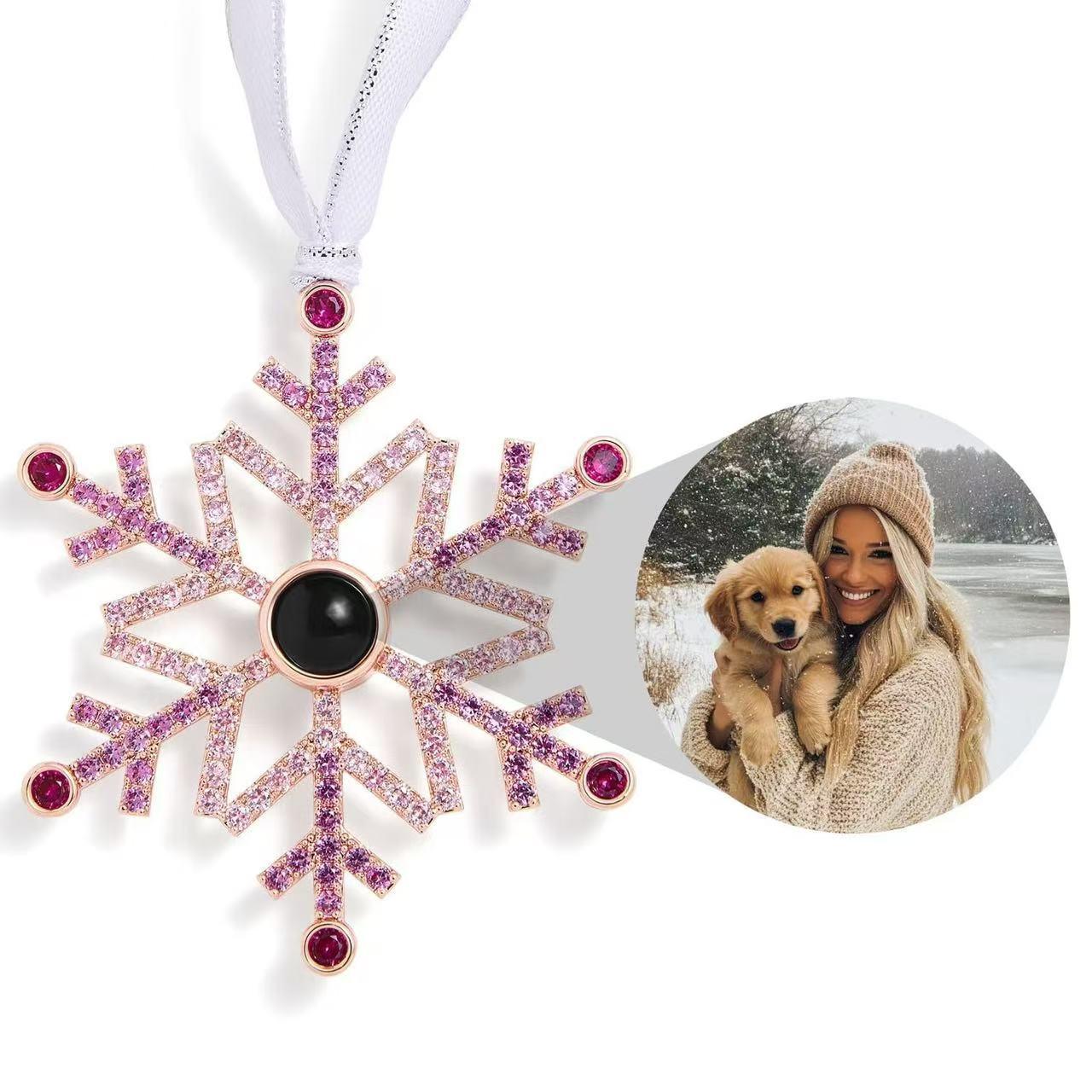 Custom Photo Snowflake Ornament Projection Necklace for Women - Thanksgiving & Christmas Gift