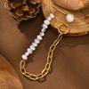 Vnox Pearl Pendent Bracelets For Women,Trendy Jewelry Stainless Steel Gold Color Chain Bracelet,Suitable Gifts To Her