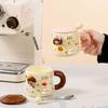 A Family of Four Cups Magnetic DIY Ceramic Mug Women's Breakfast Cup with Lid Large Capacity Gift Box