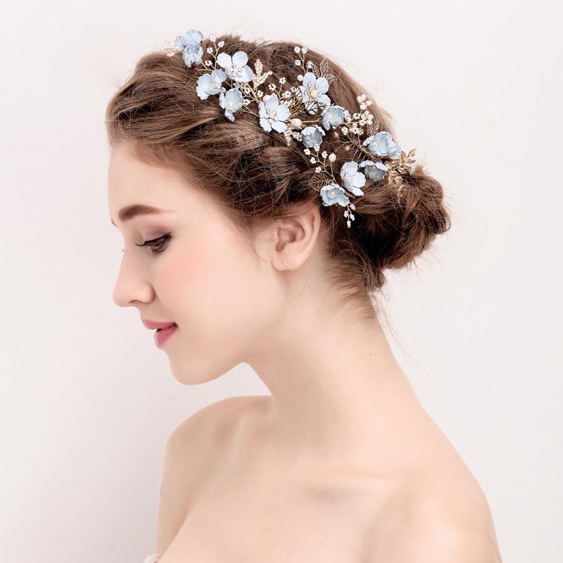 Braut Künstliche Blume Perlen Seitenkamm für Haar Frauen Bräute Hochzeit Festzug Tiara Kopfschmuck Haarnadeln Haaraccessoires Schmuck