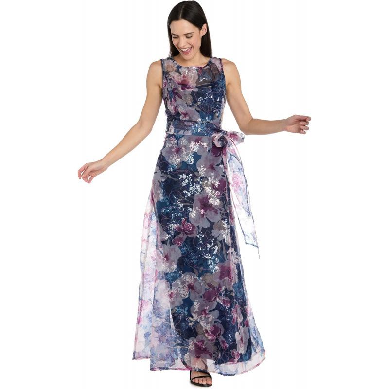 2026 summer new temperament elegant floral organza thin floral lace-up dress women S