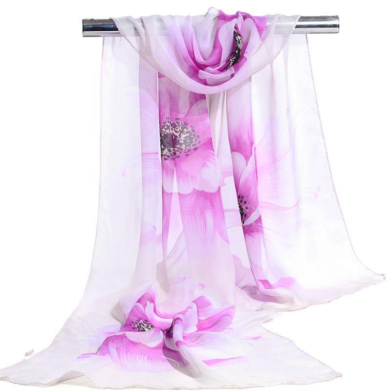 Printed Silk Scarf, Summer Fashion Sand Scarf, Women's Chiffon Sun Protection Shawl