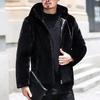 Cappotto da uomo con cappuccio a maniche lunghe in pelliccia di visone imitazione con tasche, patta con cerniera, cappotto invernale in pile spesso