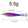 10-1pcs 5.5g Laser Luminous Squid Jig Floating Horizontal Wood Shrimp Egi Lure Bait Squid Jigging Shrimp Hook Octopus Cuttlefish